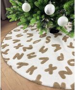 AISENO 48 Inch White Plush Alphabet Christmas Tree Skirt Faux Fur Decor - $174.52 MXN