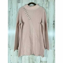 Chicos Zenergy Pink Sweater Lace Up Shoulder Side Slit Size 1 Medium - £16.31 GBP