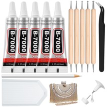 B7000 Glue Clear With Precision Tips, 5 Pcs B-7000 Jewelry Bead Glue For... - £15.71 GBP