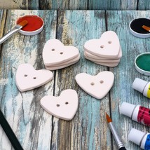 Blank Heart Sewing Buttons 10 Pcs Ready To Paint Handmade Ceramic Bisque... - £21.76 GBP