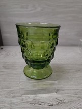 Indiana Glass Whitehall Colony Cubist Avocado Green Footed Juice Glass 5oz - £5.24 GBP