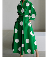 Autumn Dress Long Sleeve Dot Print Elegant Maxi Dresses For Women 2023 W... - £39.90 GBP