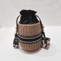 Spring and summer new woven bucket bag beach simple rattan handbag shoulder mess - £79.72 GBP