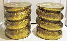 Rare Vintage Pair Arthur Court Patchwork Brass Over Wood Side Tables Sig... - $63,379.02 MXN