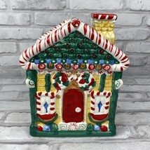 Christmas Gingerbread House Cookie Jar Canister 9 Inches Vintage - £23.48 GBP