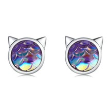 Bamoer New Trendy 925 Silver Fish Scale Heart Stud Earrings for Women Fish Scale - £16.87 GBP