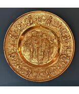 Vintage Dutch Peasant Brass Wall Plate 14.5&quot; Embossed Made in Holland - $37.99