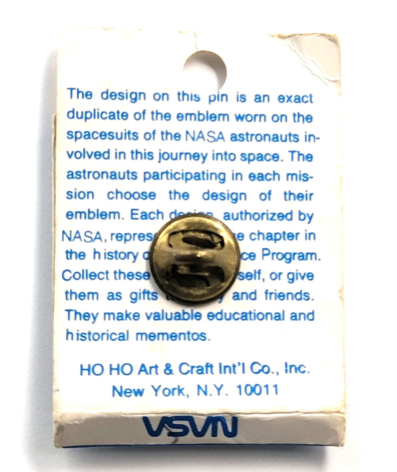 VTG NASA Space Shuttle Triangle Astronaut Emblem Enamel Pin W Card Aerospace Item image 6