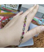 5-Color Minimalist 1ct Oval Tourmaline Bracelet on 925 Sterling Silver S... - $138.30