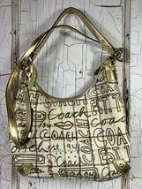 Coach Purse Tattersall Gold Graffiti Hobo Bag With Crossbody Strap Coate... - $51.41