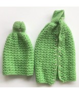 Vtg Barbie Fashion Doll Handmade Knitted Green Full Length Hooded Cape &amp;... - $460.38 MXN