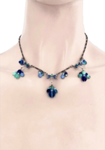 Blue Glass Beads Everyday Dragonfly Dainty Necklace By Anne Koplik Made In USA - $65.55