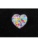 Heart Shaped Plastic Multicolor Pin Brooch White Blue Pink Red - $5.00