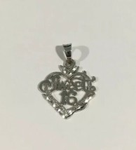 14k White Gold Sweet 16 Heart Shape Pendant Charm - $66.00