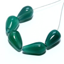 Green Onyx Smooth Drop Beads Briolette Natural Loose Gemstone Making Jew... - £5.34 GBP