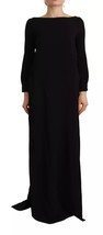 Black Long Sleeves Side Slit Floor Length Dress - $600.00