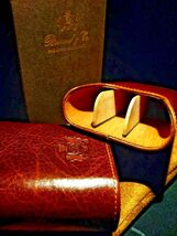 Brizard and Co Brown Antique Saddle Leather cigar case and cutter image 5