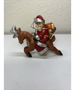 Pam Schifferl Santa Riding Reindeer Folk Art Christmas Ornament - $1,125.45 MXN