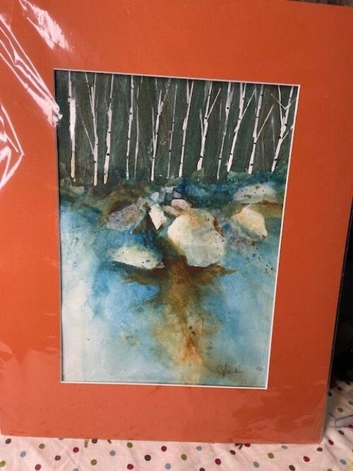 Whispers of the Birch: Abstract Streamscape - Original Watercolor Artwork - $64.35