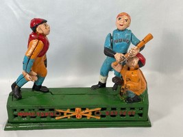 Vintage hometown Battery Baseball Cast Iron Bank Works - £31.97 GBP