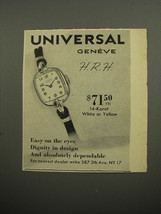 1952 Universal Geneve H.R.H. Watch Advertisement - £14.48 GBP