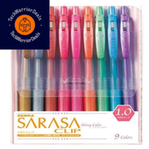Zebra Sarasa Clip 1.0, 9 Shiny / Metallic Color 9 Count (Pack of 1), Silver  - £17.44 GBP