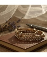 Bracelet 3 Bangles Designer RJ Graziano Rose Gold Color with Rhinestones... - $467.10 MXN
