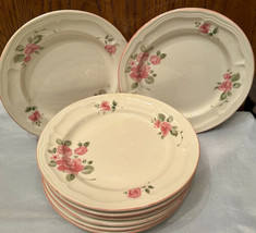 Gibson Roseland Pink Floral Tea Roses (8) Salad Dessert Plates 7-3/4&quot; Vi... - $29.00