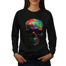 Wellcoda Paint Skull Mask Art Womens Sweatshirt, Scary Casual Pullover Jumper - £22.73 GBP+