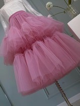 BLACK Layered Tulle Midi Skirt Outfit Adult Tutu Puffy Wedding Guest Tulle Skirt image 6