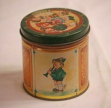 Vintage Hummel Style Figurine Designs Litho Metal Tin Can ONLY Storage C... - $14.84