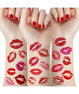 46 Pieces Valentines Lip Temporary Tattoos Red Pink Lip Print Kiss Face ... - £14.64 GBP