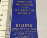 Matchbook Cover  Riveria Restaurant &amp; Gift Shop  Panama City, FL  gmg  U... - $12.38