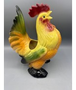 Vtg Ceramic Rooster Chicken Planter Multicolor Farmhouse Style - $422.55 MXN