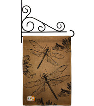 Dragonfly Burlap - Impressions Decorative Metal Fansy Wall Bracket Garden Flag S - £27.00 GBP