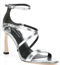Antonio Melani Hadley Strappy All Leather Stiletto Sandal Sz 9.5 Silver ... - $38.95