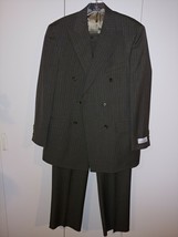 Bill Blass Men&#39;s 100% Worsted Wool 2-PC Brown Pinstripe SUIT-37-34S PANTS-NWT - £46.42 GBP