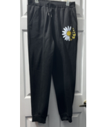 Black w flower  Butterfly Graphic Lounge Sweatpants Womens Sz 1XL  Heavy... - £14.54 GBP