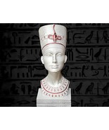 Queen Nefertiti White  marble large Bust, Egyptian Art hand painted stat... - $3,654.75 MXN