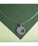 GOOD LUCK CLOVER CUT-OUT necklace on 18&quot; fine link chain - £3.91 GBP