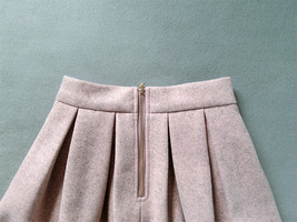 Winter Pink Midi Pleated Skirt Women Custom Plus Size Midi Woolen Party Skirt image 6