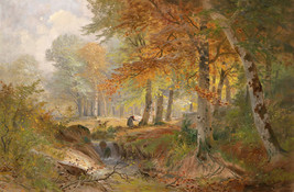 Art Giclee Printed Oil Painting Print Autumn landscape of the forest Canvas - £7.42 GBP+