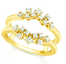 1/2CT Diamant Rond Rehausseur Drapé Garde Anneau de Mariage 14K or Jaune Plaqué - £63.08 GBP