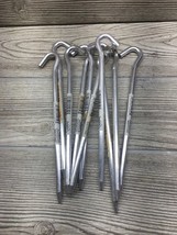 7&quot; Aluminum Tent Stakes with Hook, 10 Pegs for Canopy Tarp Garden Silver... - £3.69 GBP