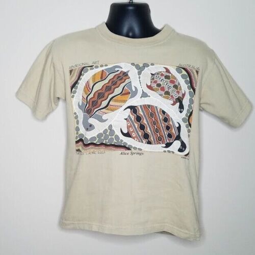Primary image for Aboriginal Art Turtles Laying Eggs T Shirt Size Small Vintage 91 Signed M Conlon