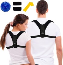 Posture Corrector Men Women Upper Back Pain Brace Clavicle Support +Mass... - £21.56 GBP