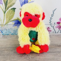 Colorblock Gorilla Plush 14&quot; Yellow Red  Green With Banana Vintage - £10.48 GBP