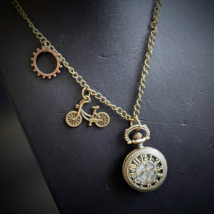 Steampunk Watch Necklace - Watch Pendant - Pocket Watch, Gears, Hand Crafted - S - £12.67 GBP