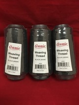 (3PACK) Annie Weaving Thread Black 400 M #4846 Medium Weaving Thread - £3.90 GBP
