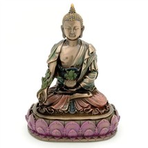 MEDICINE BUDDHA STATUE 6&quot; Buddhist Wellness Deity Bronze Resin HIGH QUAL... - $456.11 MXN